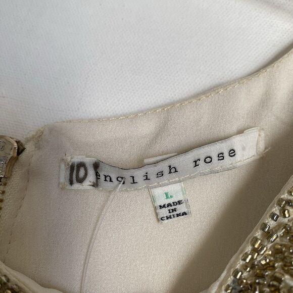 Vintage English Rose Mini Dress L Abstract Geometric Sequined Party Mod Retro - Picture 8 of 10